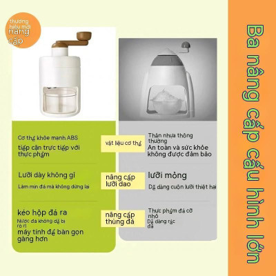 Máy Bào Đá Tuyết Cầm Tay Siêu Mịn - Máy Xay Đá Bào Mini Tiện Lợi, Lưỡi Dao Bằng Thép Không Gỉ