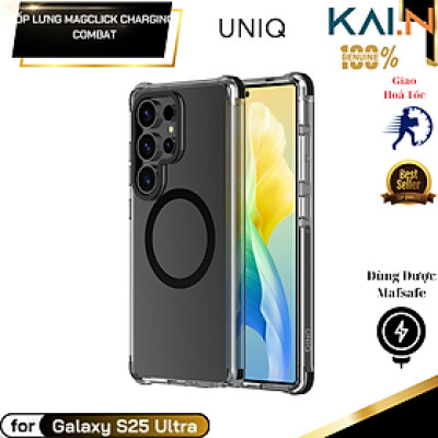 Ốp lưng trong suốt sạc từ tính dành cho Samsung Galaxy S25 Ultra, UNIQ MAGCLICK CHARGING COMBAT, Chống Sốc, Chống Ố Vàng_ Hàng Chính Hãng