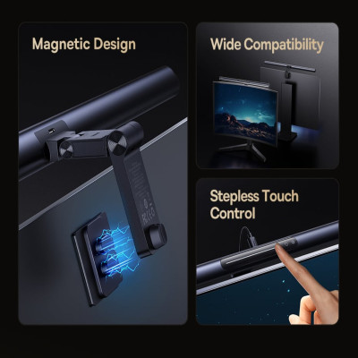 Đèn treo màn hình Baseus i-wok 3 Series Asymmetric Light Source Magnetic Screen Hanging Light (Ra > 95) - Hàng chính hãng