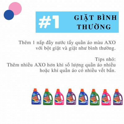 Nước tẩy quần áo màu AXO đánh bay vết bẩn chai 1,8 Lít lưu hương thơm mát