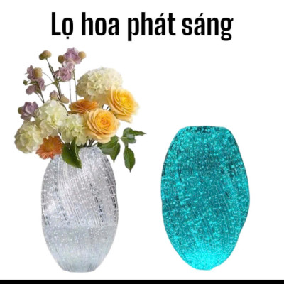 Lọ hoa thủy tinh xoắn phát sáng buổi tối, deco không gian nhà cửa chill đẹp