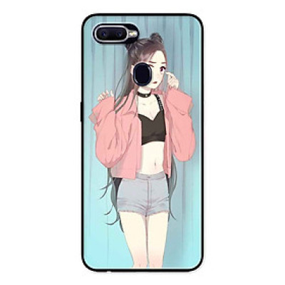 Ốp Lưng in cho Realme 2 Mẫu Cô Gái Áo Hồng Nền Xanh - Hàng Chính Hãng