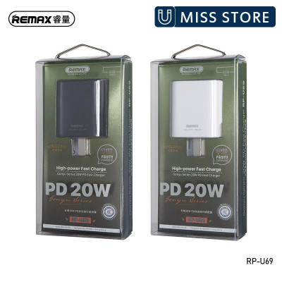 Củ Sạc Nhanh PD 20W Remax cổng Type C - Dành Cho iPhone 8 - X - Xs max - 11 - iPhone 12 pro max ( RP U69 ) - Hàng Chính Hãng