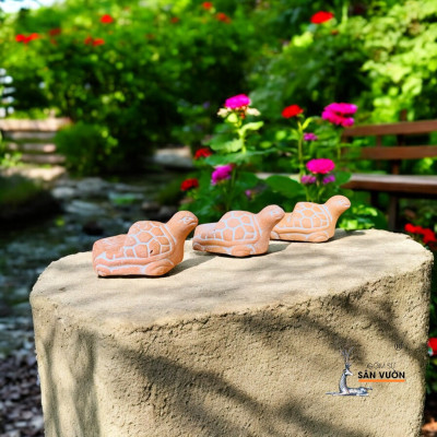 Bộ 3 Viên Kê Chậu Pot Feet Gốm Đất Nung Hình Rùa