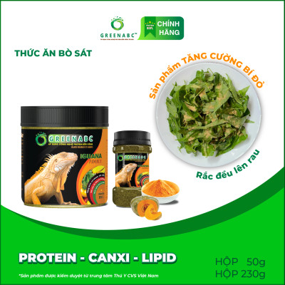 Thức ăn bò sát Iguana Trưởng Thành GREENABC vị bí đỏ dùng cho Rồng Nam Mỹ từ 1m trở lên giúp gai bung, gù cao, dáng đẹp, lên màu tươi –  Hộp 230g