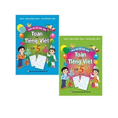 Sách - Phiếu Bài Tập Cuối Tuần Toán Và Tiếng Việt Lớp 5 - Combo 2 Tập - Hồng Ân