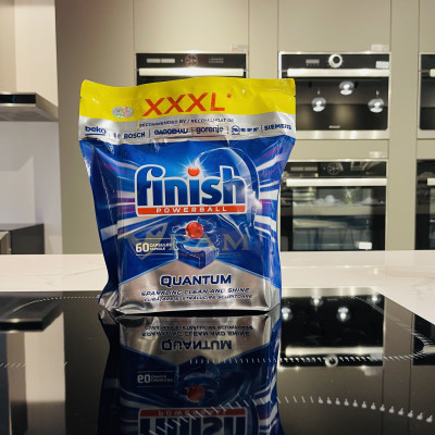 Combo viên rửa bát Finish Quantum 60 viên hương thường + Muối Finish 1,5kg + Nước làm bóng Finish 750ml