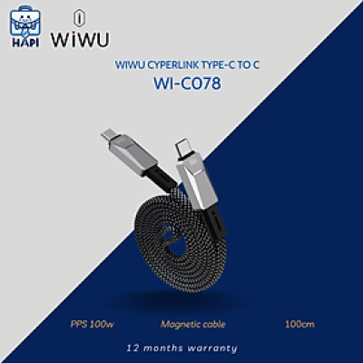 Cáp sạc hàng chính hãng WiWU Cyperlink Type-C to Type-C Wi-C078 dây dù nylon siêu bền, truyền đẫn ổn định