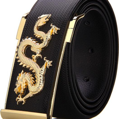Dây nịt nam hình con rồng DN31 - Dây Đen, Mặt Vàng