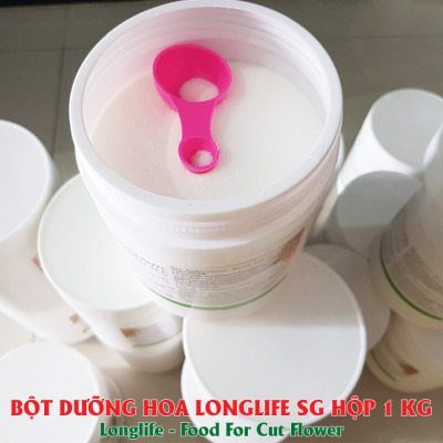 Hủ 1KG Bột Dinh Dưỡng Hoa Lâu Tàn dành cho Shop Hoa, Vựa Hoa hiệu Longlife SG nhập khẩu Israel, giúp bảo quản hoa cắm MUD tươi gấp 2 lần bình thường và Hạn chế thay hoa định kỳ