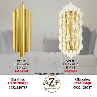 AZP - ĐÈN ỐP VÁCH / ĐÈN TRANG TRÍ / ĐÈN TREO TƯỜNG PHÒNG KHÁCH, PHÒNG NGỦ, NHÀ HÀNG, KHÁCH SẠN AZP-VPL13 / VPL17 phong cách đương đại, hàng nhập khẩu AZP