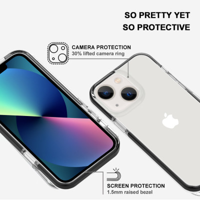 Ốp Lưng TPU Trong Suốt Viền Đen Cho iPhone 14 / 14 Plus / 14 Pro / 14 Pro Max - Hàng Chính Hãng