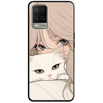 Ốp lưng cho Oppo A54 - A55 - A56 5G - A55s - A18 - A38 - A58 - Mèo Và Cô Gái - Hàng Chính Hãng