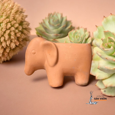 Chậu Gốm Đất Nung Hình Chú Voi Con
