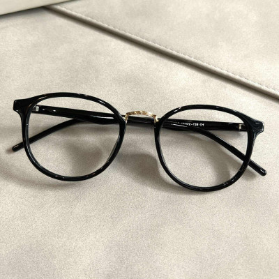 Gọng Kính, Kính Mắt Thời Trang Mắt Tròn Gọng Nhựa Dẻo Màu Đen