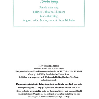 Dạy Con Đọc Sách - Nuôi Dưỡng Tình Yêu Trọn Đời Của Con Dành Cho Sách