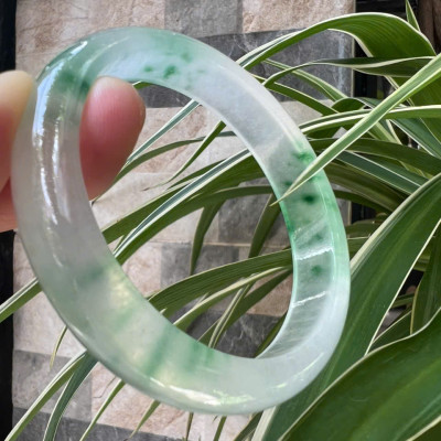 Vòng Tay Nữ Bản Hẹ Đá Mã Não DuLong Trắng Trong Xanh Rong Biển Nhẹ Bóng Đẹp Ni 54mm Cao 12mm Dầy 7mm Món quà tặng Nữ 50kg - 55kg đeo tay xinh rẻ đẹp ý nghĩa ạ