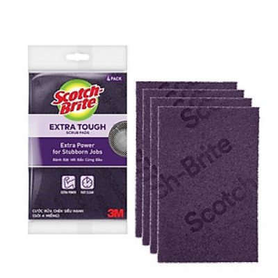 Miếng cọ rửa đa năng 3M SCOTCH-BRITE 7447 cọ rửa siêu mạnh, 4 miếng/gói