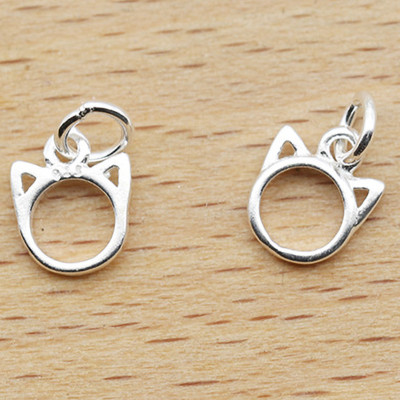 Combo 10 cái charm bạc hình con mèo treo - Ngọc Quý Gemstones