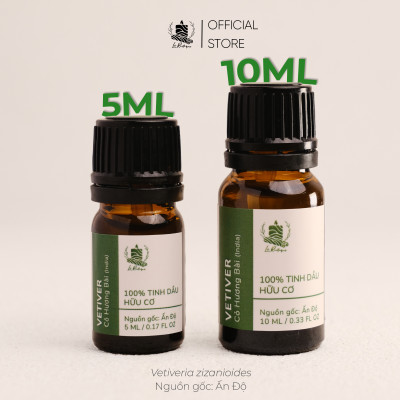 Tinh Dầu Cỏ Hương Bài (Ấn Độ) - 100% Nguyên Chất Hữu Cơ - Le Rustique - Tinh Dầu Bản Địa Ấn Độ