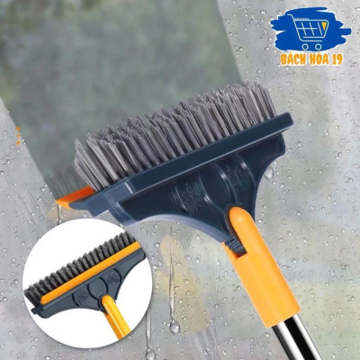 Combo 2 Chổi Chà Sàn Nhà Tắm Xoay 120 Độ - Thiết Kế Đầu Gạt Nước Và Đầu Chổi Quét Nhà Siêu Sạch (112 x23 cm) Làm Sạch