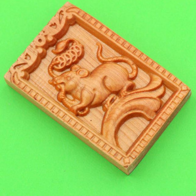 Mặt gỗ ngọc am - 12 con giáp - khắc hình tuổi Tý