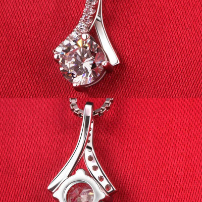 Bộ dây chuyền liền mặt trang sức bạc Ý S925 Bạc xinh Huệ Ngân- Giọt sương PP1712 ĐỎ