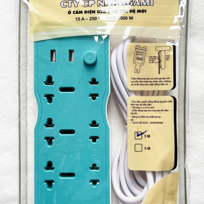 Ổ cắm đa năng USB 8 lỗ thế hệ mới Nakagami kèm ổ cắm USB chất lượng cao công nghệ Nhật Bản - Màu ngẫu nhiên