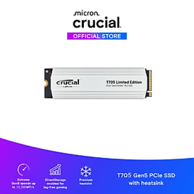 SSD Crucial T705 with limited edition white heatsink M.2 PCIe NVMe 4TB Gen5 - CT4000T705SSD5- HÀNG CHÍNH HÃNG