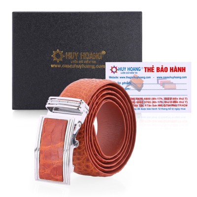 Thắt lưng nam da cá sấu Huy Hoàng gai bụng 4P màu đen, nâu đất, nâu đỏ, vàng bò HC4774-75-76-77