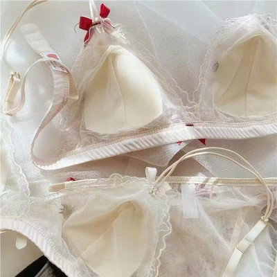 Bộ Đồ Lót Trái Thơm Thêu Không Gọng Mút Mỏng Xinh Xắn