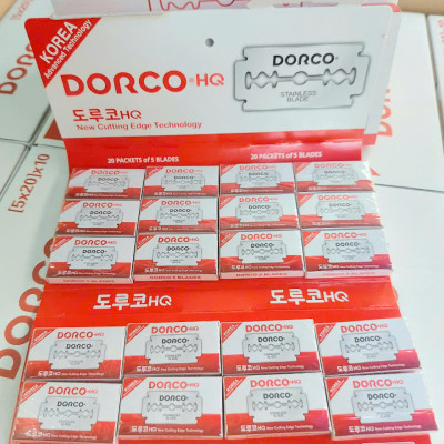 Vỉ 100 hộp lưỡi lam Dorco HQ màu đỏ ( Dao lam Dorco Đỏ)