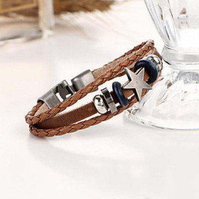 Vòng Tay - Vòng Đeo Tay Ngôi Sao, Da Bò thật, kích thước 20cm, handmade, Phong cách Euro Vintage.