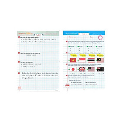 Sách - Phiếu Bài Tập Cuối Tuần Môn Toán + Tiếng Anh Lớp 4 - Combo 2 Cuốn - Dùng Chung Cho Các Bộ SGK Hiện Hành - Hồng Ân