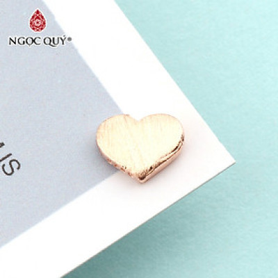Charm bạc trái tim xỏ ngang màu vàng hồng - Ngọc Quý Gemstones