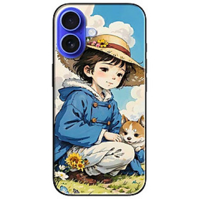 Ốp lưng dành cho Iphone 16 - 16 Plus - 16 Pro - 16 Pro Max - Cô Gái Và Cún Con - Hàng Chính Hãng