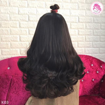 Kẹp tóc giả chữ u️ tóc 3/4 đầu xoăn ngắn 45cm