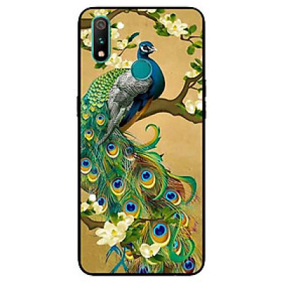 Ốp Lưng in cho Realme 3 Pro Mẫu Chim Công Hoa Xanh - Hàng Chính Hãng