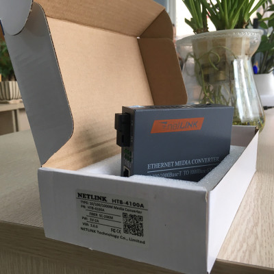 Bộ chuyển đổi quang điện Gigabit 10/100/1000M (1 sợi quang) Converter Netlink HTB-4100A\B ( 2 thiết bị) - Hàng nhập khẩu