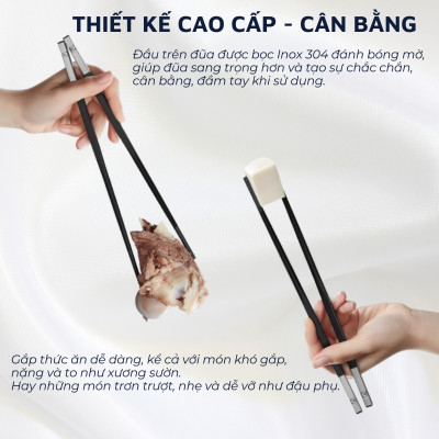 Đũa nhựa PPS sợi thủy tinh DandiHome kết hợp Inox 304 DandiHome cao cấp, chống trượt, chống nấm mốc