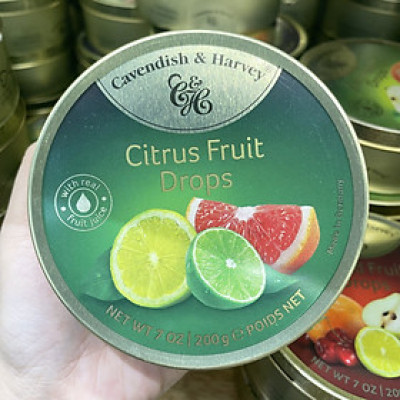 Kẹo Cứng Hộp Thiếc Vàng Bạc Cavendish & Harvey Đủ Vị Các Loại Trái Cây - Đức