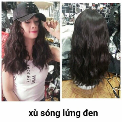 Tóc giả nữ️ tóc nguyên đầu xù sóng lửng - Tặng lưới chùm tóc