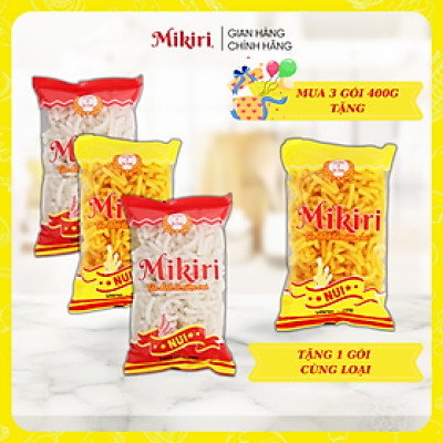 MUA 3 TẶNG 1 - Bộ 4 túi Nui Dài Mikiri x 400g cao cấp - nguyên liệu nấu ăn thơm ngon