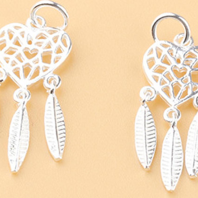 Combo 2 cái charm bạc dream catcher hình trái tim treo - Ngọc Quý Gemstones