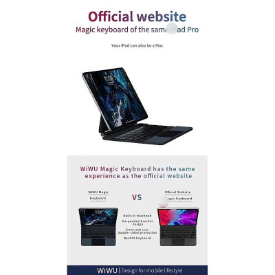 Bàn phím iPad Pro 12.9 / Air 13 inch WiWU Apple Magic Keyboard Trackpad – Bao Da Cao Cấp, Trackpad Thông Minh, Biến iPad Thành Laptop - Hàng nhập khẩu