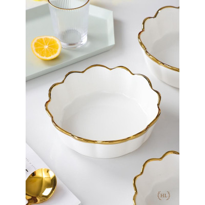 Bát sứ Hoa viền vàng - Home Decor Phong cách Bắc Âu | BÁT SỨ KẺ VIỀN VÀNG XANH TRĂNG HỒNG PHONG CÁCH VINTAGE 2022