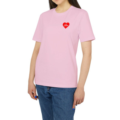 Áo Thun Nữ In Logo Trái Tim Love Cổ Tròn Tay Ngắn Màu Đen Trắng