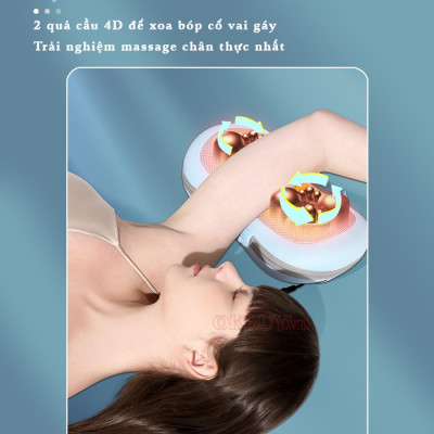 Gối Massage Hồng Ngoại, Máy Mát Xa Cổ Vai Gáy, Matxa Toàn Thân Nikio NK-135DC - Công Nghệ Xoa Bóp Chuyên Sâu, Sưởi Ấm Hồng Ngoại - Pin sạc