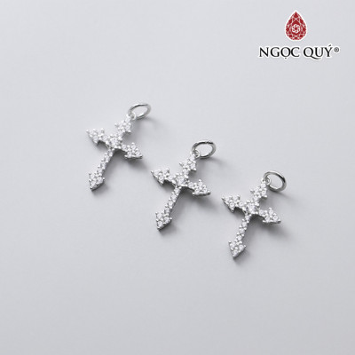Charm bạc treo hình thánh giá họa tiết nổi - Ngọc Quý Gemstones