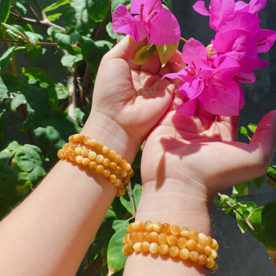 Vòng tay đá Mắt Hổ vàng tươi đồng tâm quấn 3 vòng 6ly